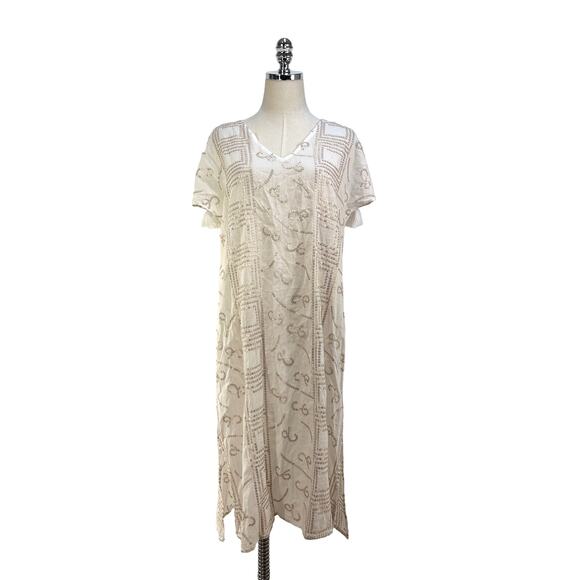 Oliphant White Shift Dress Gold Sequin & Tassels - Picture 1 of 10